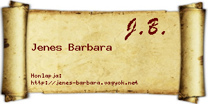 Jenes Barbara névjegykártya